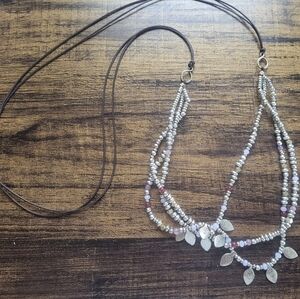 J Jill Silver-Bead Layered Necklace with Pink Accents